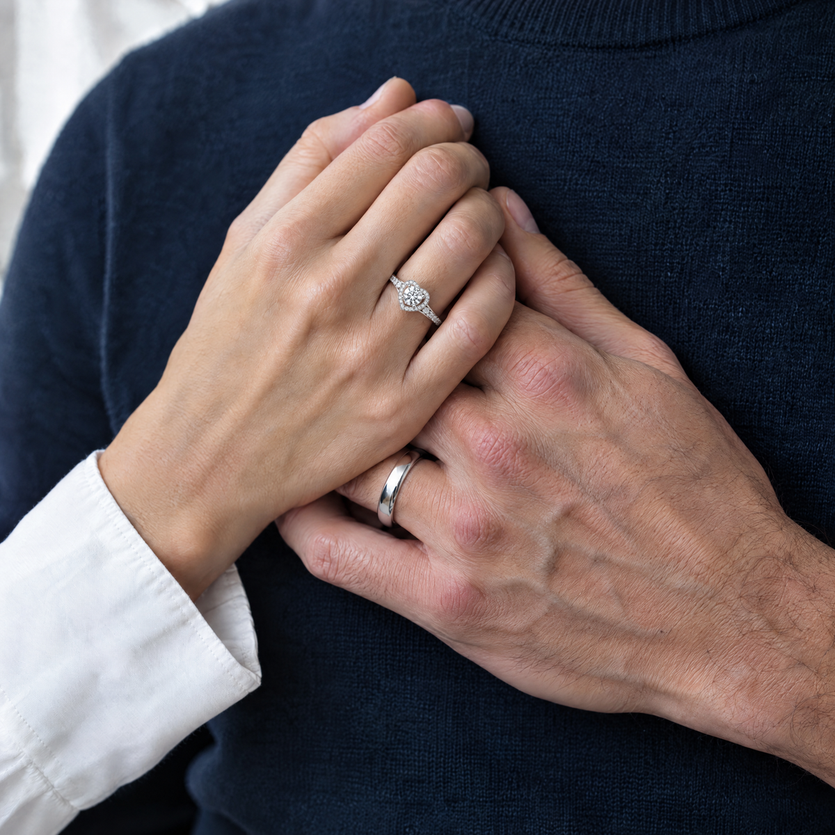 Le Duo Cœur & Solitaire — argent, porté #argent