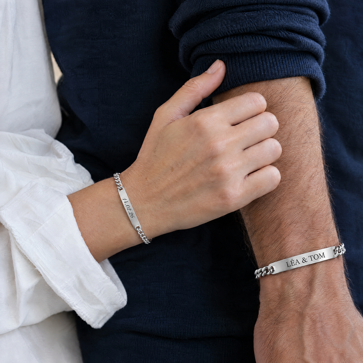 Le Duo Gourmettes — argent, porté #elle-argent #lui-argent