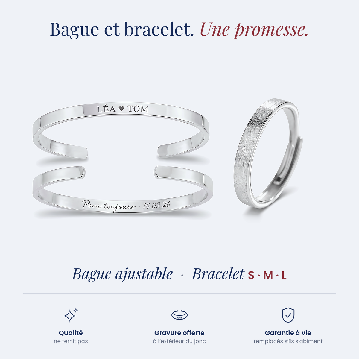 Bague Brossée + Jonc homme — argent, sur fond neutre #argent